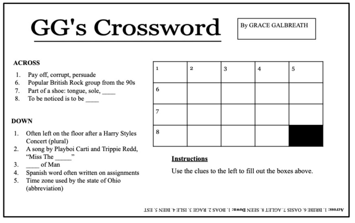 Answer to GGs Crossword Issue 3